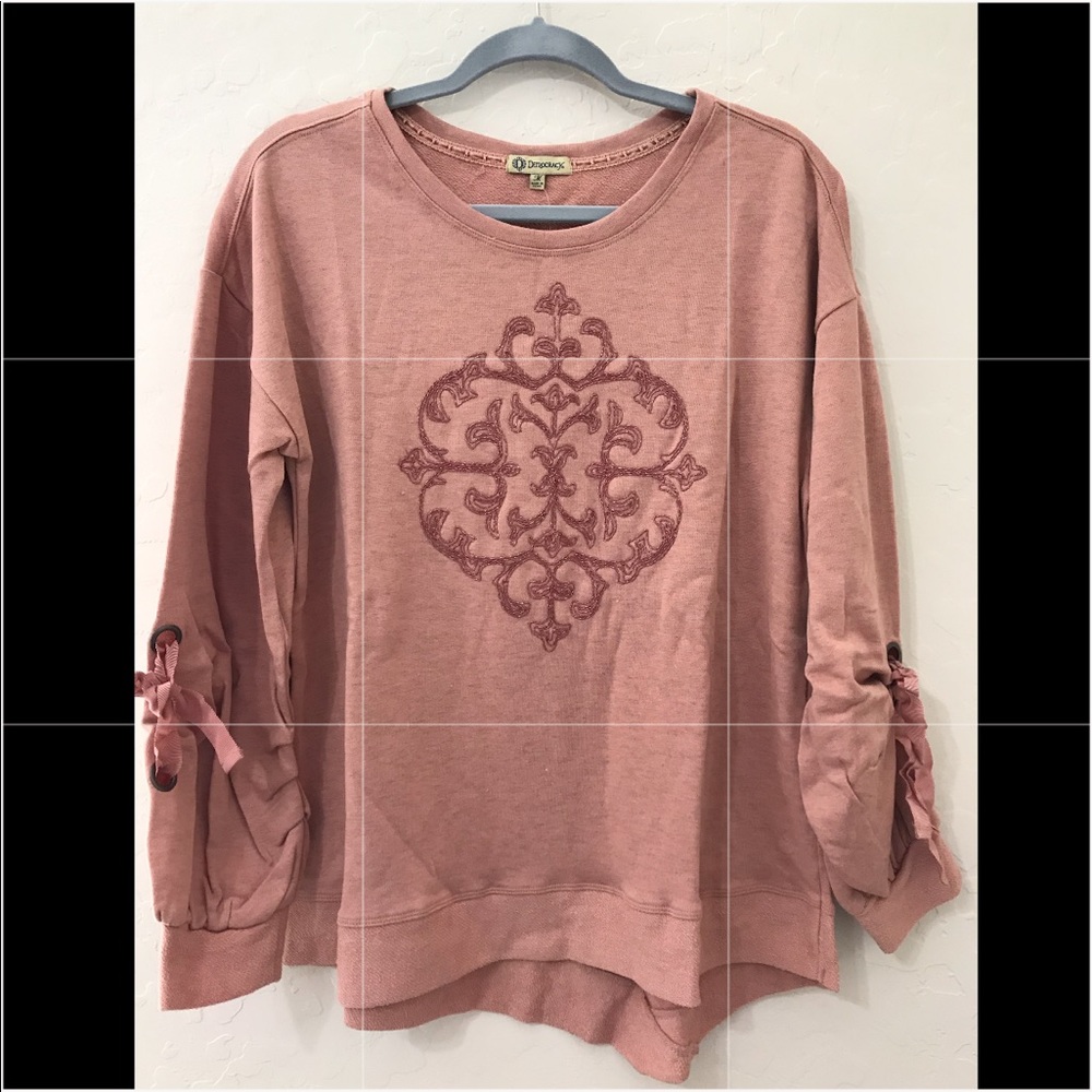 Democracy Drawstring Sleeve Embroidered Sweater